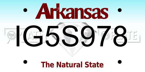 IG5S978 Arkansas License Plate