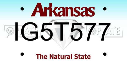 IG5T577 Arkansas License Plate