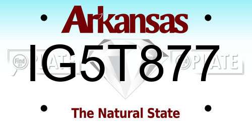 IG5T877 Arkansas License Plate