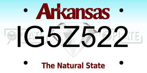 IG5Z522 Arkansas License Plate
