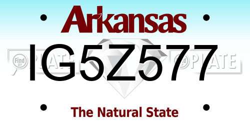 IG5Z577 Arkansas License Plate
