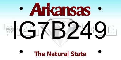 IG7B249 Arkansas License Plate