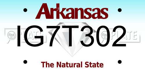 IG7T302 Arkansas License Plate
