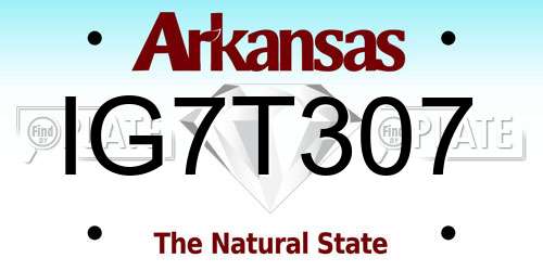 IG7T307 Arkansas License Plate