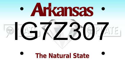 IG7Z307 Arkansas License Plate