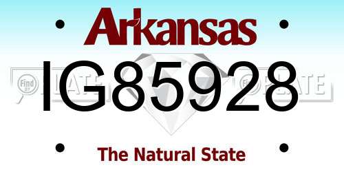 IG85928 Arkansas License Plate