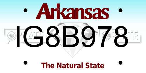 IG8B978 Arkansas License Plate