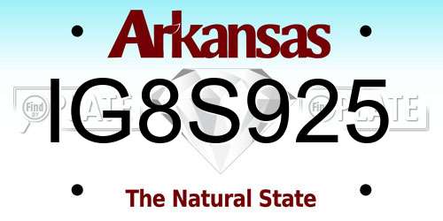 IG8S925 Arkansas License Plate