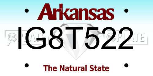 IG8T522 Arkansas License Plate