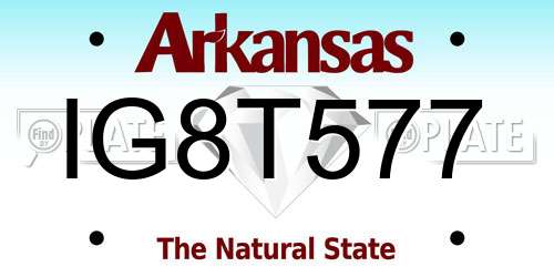 IG8T577 Arkansas License Plate