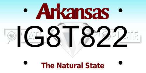 IG8T822 Arkansas License Plate