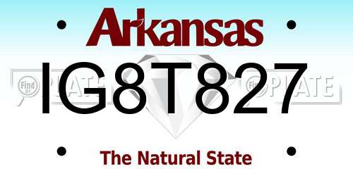 IG8T827 Arkansas License Plate