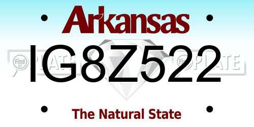 IG8Z522 Arkansas License Plate