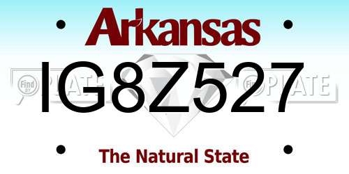 IG8Z527 Arkansas License Plate