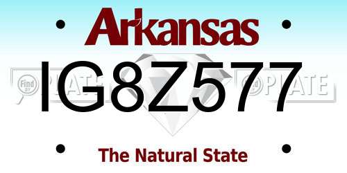 IG8Z577 Arkansas License Plate