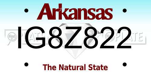 IG8Z822 Arkansas License Plate