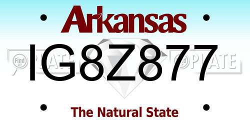 IG8Z877 Arkansas License Plate