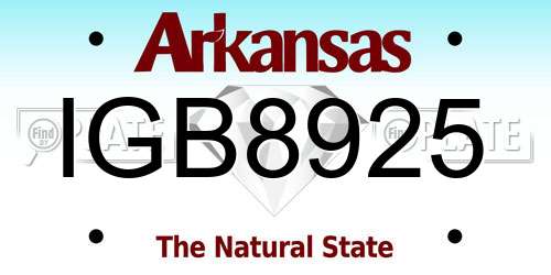 IGB8925 Arkansas License Plate