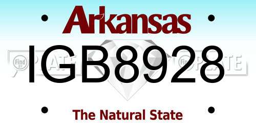 IGB8928 Arkansas License Plate