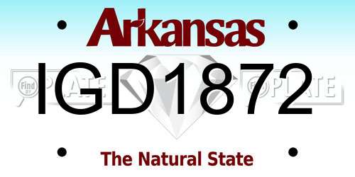 IGD1872 Arkansas License Plate