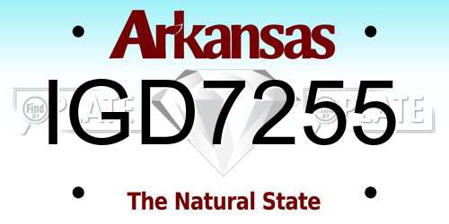 IGD7255 Arkansas License Plate
