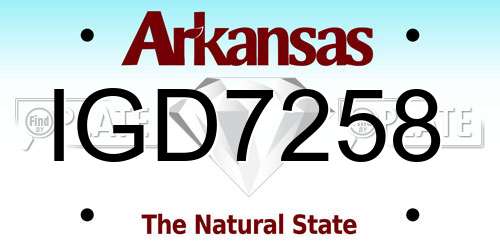 IGD7258 Arkansas License Plate