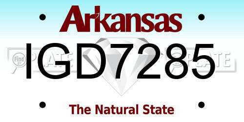 IGD7285 Arkansas License Plate