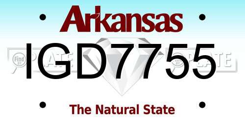 IGD7755 Arkansas License Plate