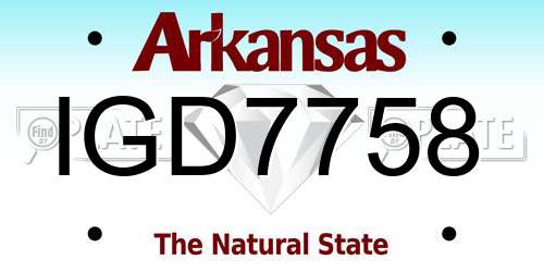 IGD7758 Arkansas License Plate