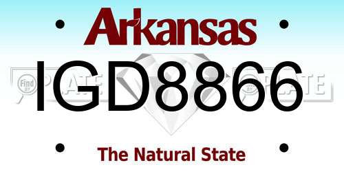 IGD8866 Arkansas License Plate