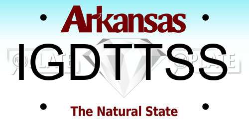 IGDTTSS Arkansas License Plate