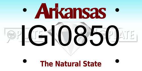 IGI0850 Arkansas License Plate