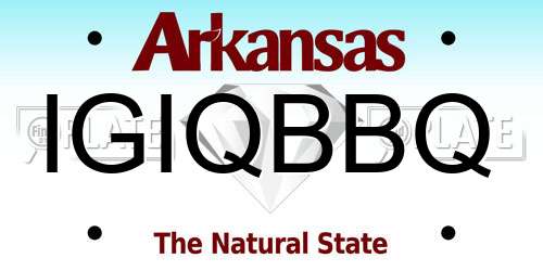 IGIQBBQ Arkansas License Plate