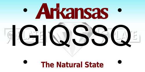 IGIQSSQ Arkansas License Plate