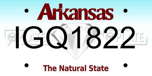 IGQ1822 Arkansas License Plate