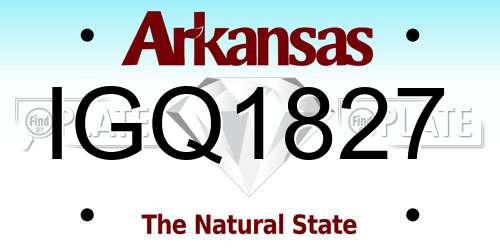IGQ1827 Arkansas License Plate
