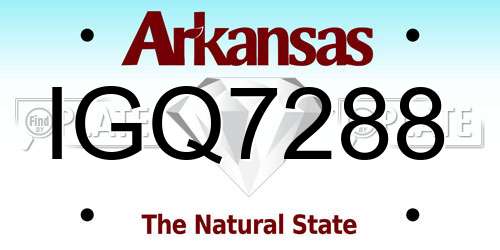 IGQ7288 Arkansas License Plate
