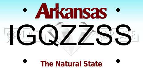 IGQZZSS Arkansas License Plate