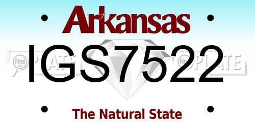 IGS7522 Arkansas License Plate