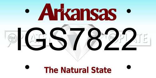 IGS7822 Arkansas License Plate