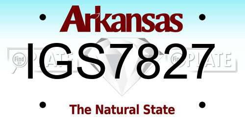 IGS7827 Arkansas License Plate