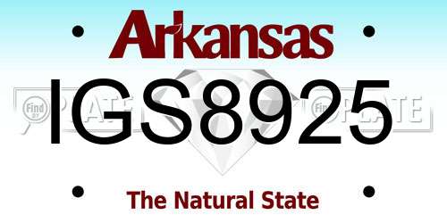 IGS8925 Arkansas License Plate
