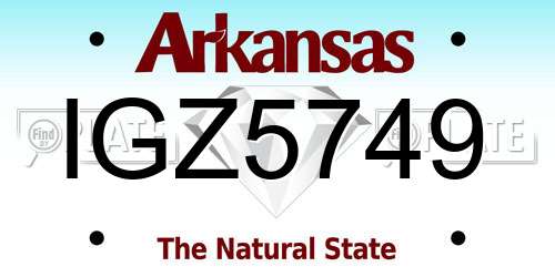 IGZ5749 Arkansas License Plate
