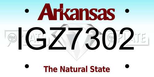 IGZ7302 Arkansas License Plate