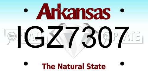 IGZ7307 Arkansas License Plate