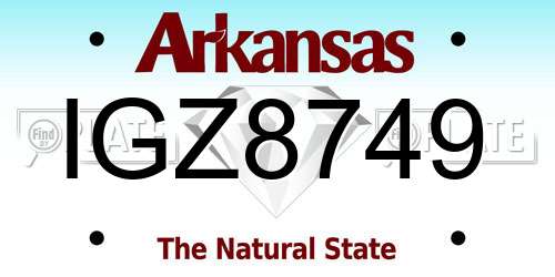 IGZ8749 Arkansas License Plate