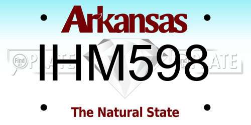 IHM598 Arkansas License Plate