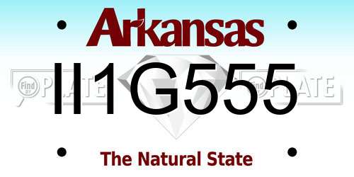 II1G555 Arkansas License Plate