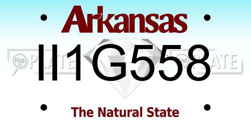 II1G558 Arkansas License Plate
