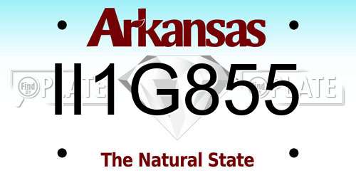 II1G855 Arkansas License Plate